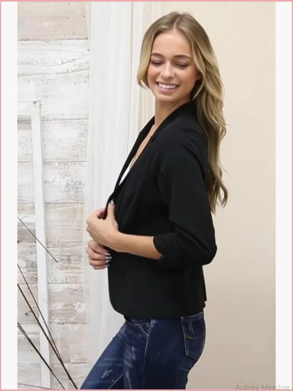 Women's 3/4 Sleeve Knit Blazer - Slim Fit Office Blazer